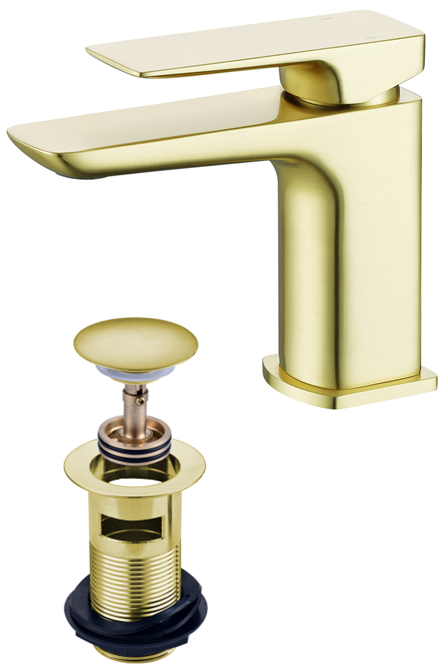 Ardley mono basin mixer with sprung waste - brushed brass (BT7016)